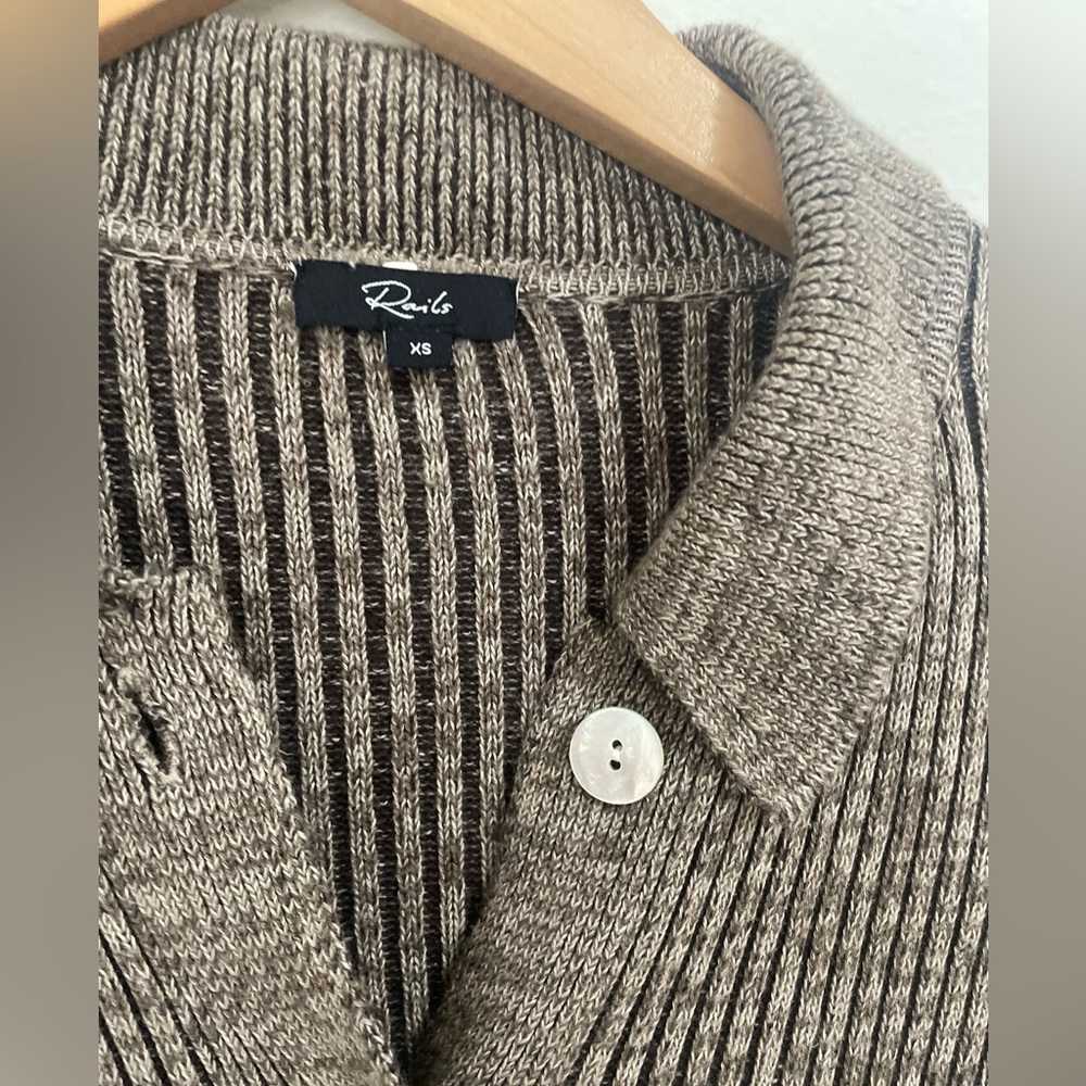 Rails Rory Brown Multi‎ Ribbed Knit Collared Button Up Cardigan Top XS - Picture 4 of 7